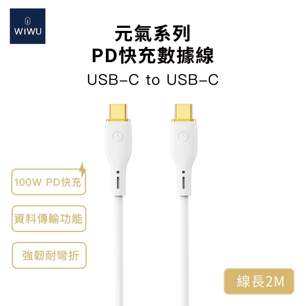 WiWU 元氣系列 100W PD快充數據線YQ04 Type-C 2米